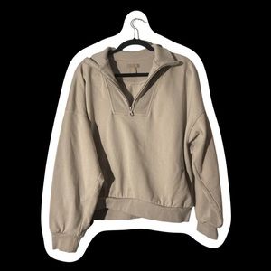 H&M BEIGE HALF ZIP SWEATER IN LARGE - WORN ONCE
